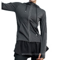 Women′s Hooded Long Sleeve Workout Fast Dry Running Sweatshirt Gym Shirt Zipper Jacket Sports Tops
